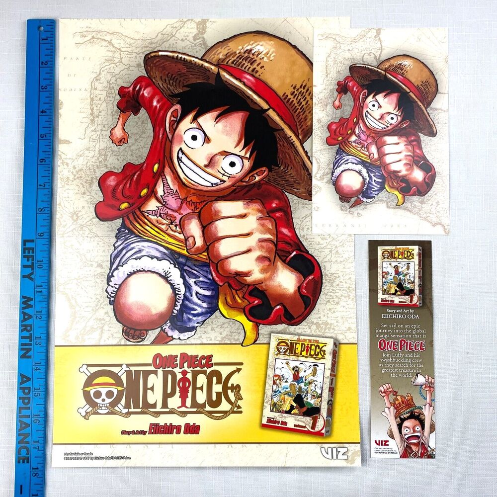 ONE PIECE Volume 1 PROMO PACK! Luffy 18x12 Poster + Card + Bookmark- Viz Media